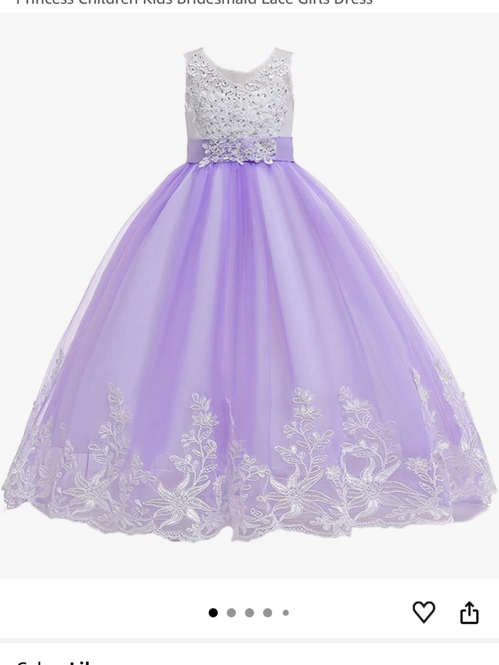 Amazon Lavender Lace Bodice Tulle Ball Gown for Girls